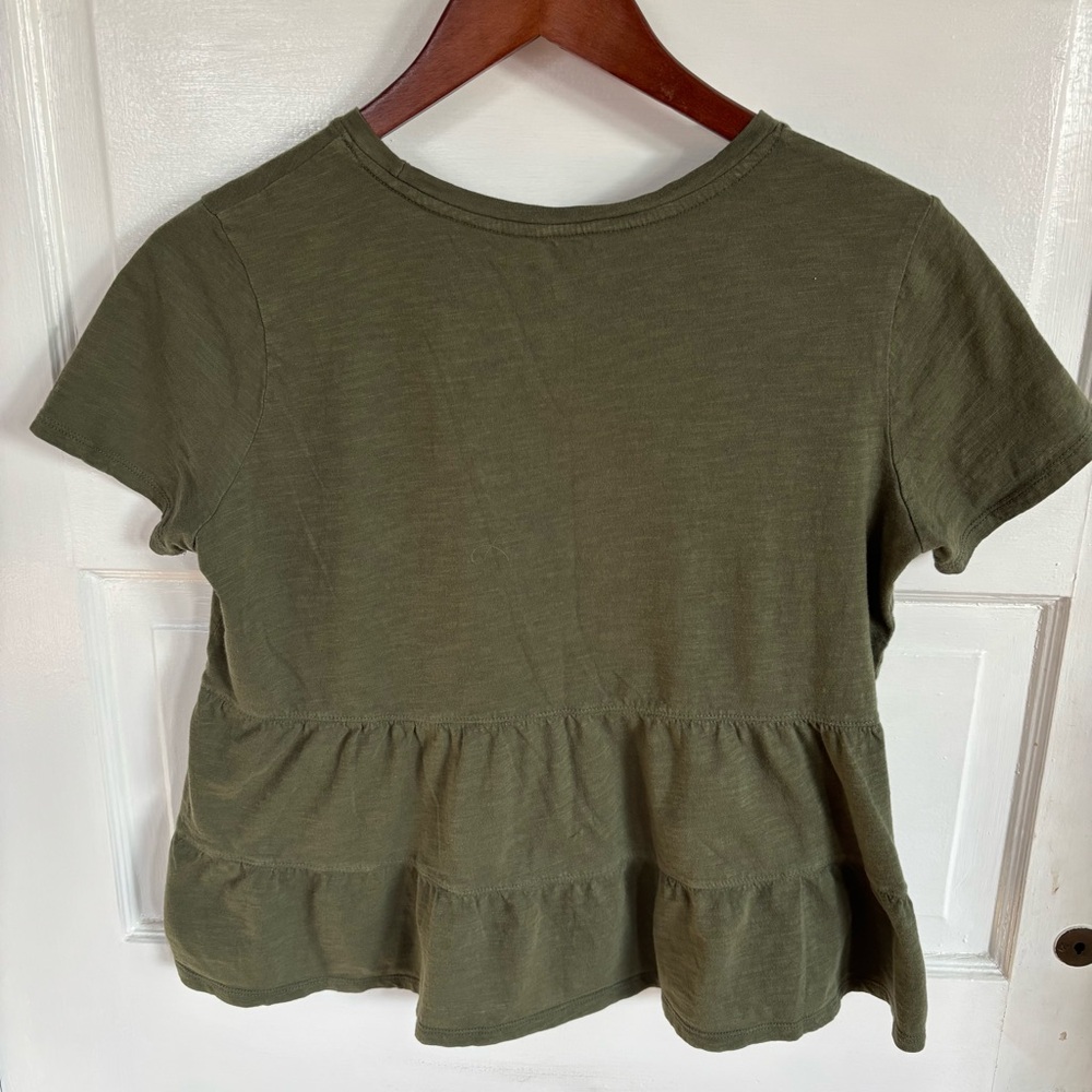 Time and Tru Olive Green Tiered Short Sleeve Tee